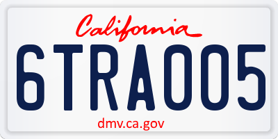CA license plate 6TRA005