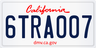 CA license plate 6TRA007
