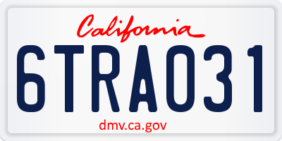 CA license plate 6TRA031