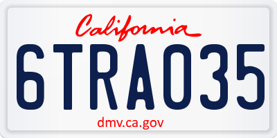 CA license plate 6TRA035