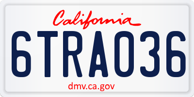 CA license plate 6TRA036