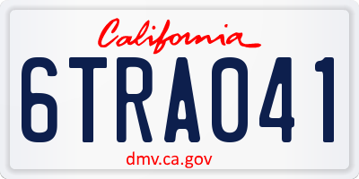 CA license plate 6TRA041