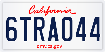 CA license plate 6TRA044