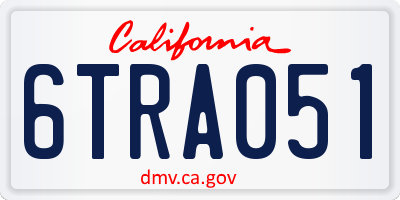 CA license plate 6TRA051