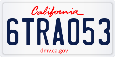 CA license plate 6TRA053
