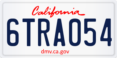 CA license plate 6TRA054