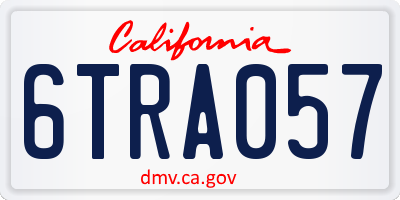 CA license plate 6TRA057