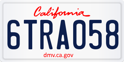 CA license plate 6TRA058
