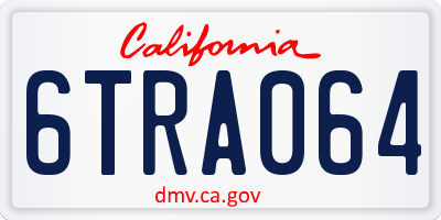 CA license plate 6TRA064