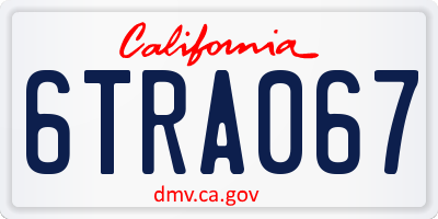 CA license plate 6TRA067