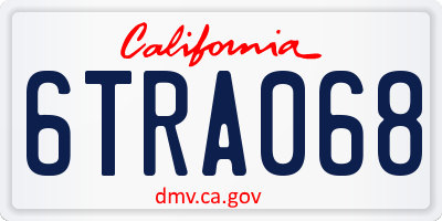 CA license plate 6TRA068