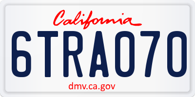 CA license plate 6TRA070