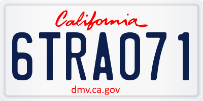 CA license plate 6TRA071