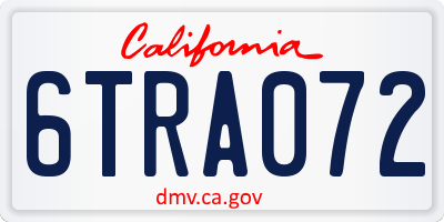 CA license plate 6TRA072
