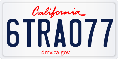 CA license plate 6TRA077