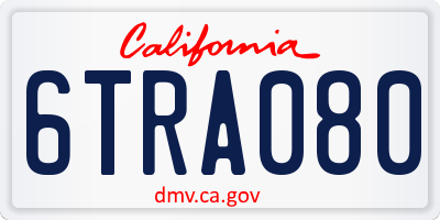 CA license plate 6TRA080