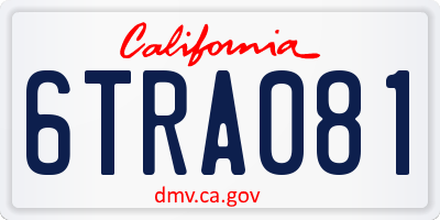 CA license plate 6TRA081