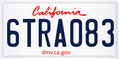 CA license plate 6TRA083