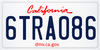 CA license plate 6TRA086