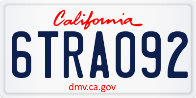 CA license plate 6TRA092