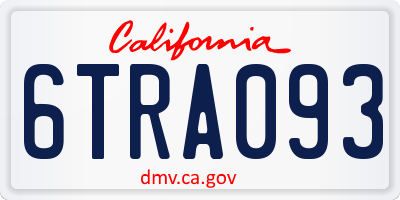 CA license plate 6TRA093