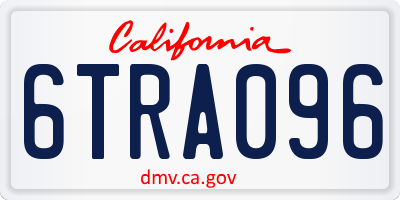 CA license plate 6TRA096