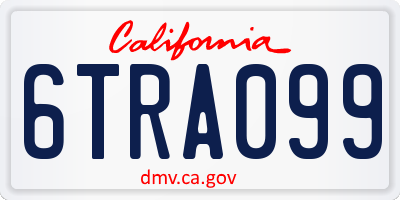 CA license plate 6TRA099