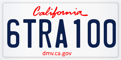 CA license plate 6TRA100