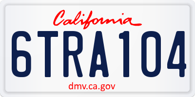 CA license plate 6TRA104