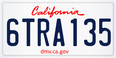 CA license plate 6TRA135