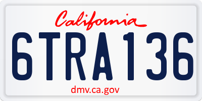 CA license plate 6TRA136