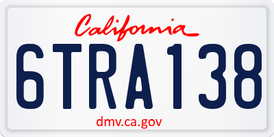 CA license plate 6TRA138