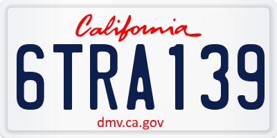 CA license plate 6TRA139