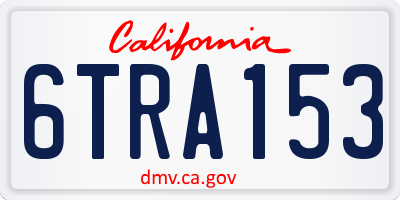 CA license plate 6TRA153