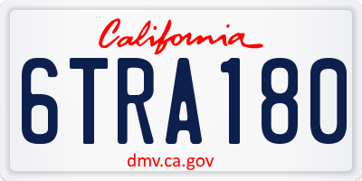 CA license plate 6TRA180
