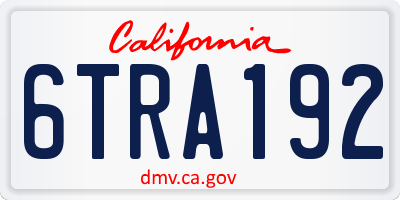 CA license plate 6TRA192