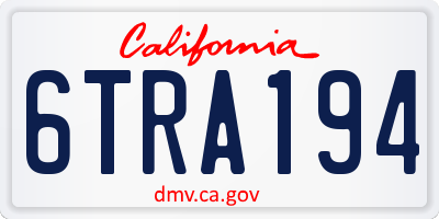 CA license plate 6TRA194