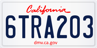 CA license plate 6TRA203