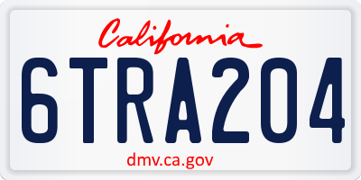 CA license plate 6TRA204