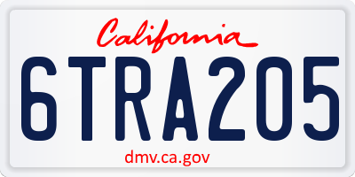 CA license plate 6TRA205