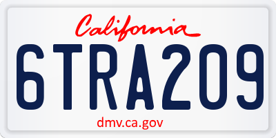 CA license plate 6TRA209