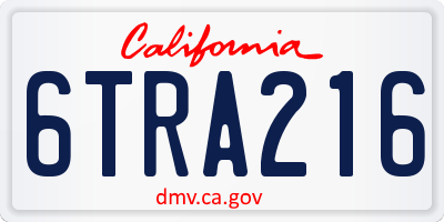 CA license plate 6TRA216