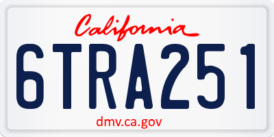 CA license plate 6TRA251