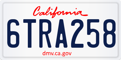 CA license plate 6TRA258
