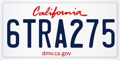 CA license plate 6TRA275