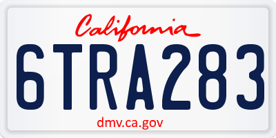 CA license plate 6TRA283