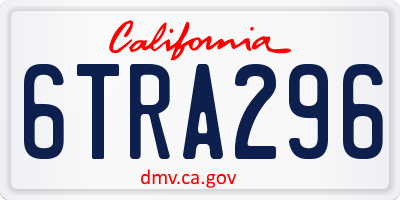 CA license plate 6TRA296