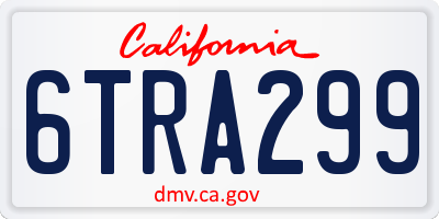 CA license plate 6TRA299