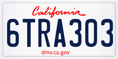 CA license plate 6TRA303
