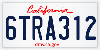 CA license plate 6TRA312